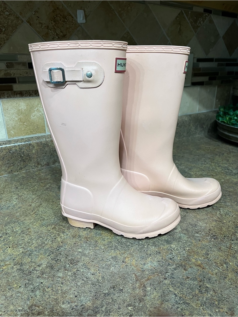 Hunter Kids Original Tall Rain Boots Pink Waterproof Rubber Girls Size 2 Fall